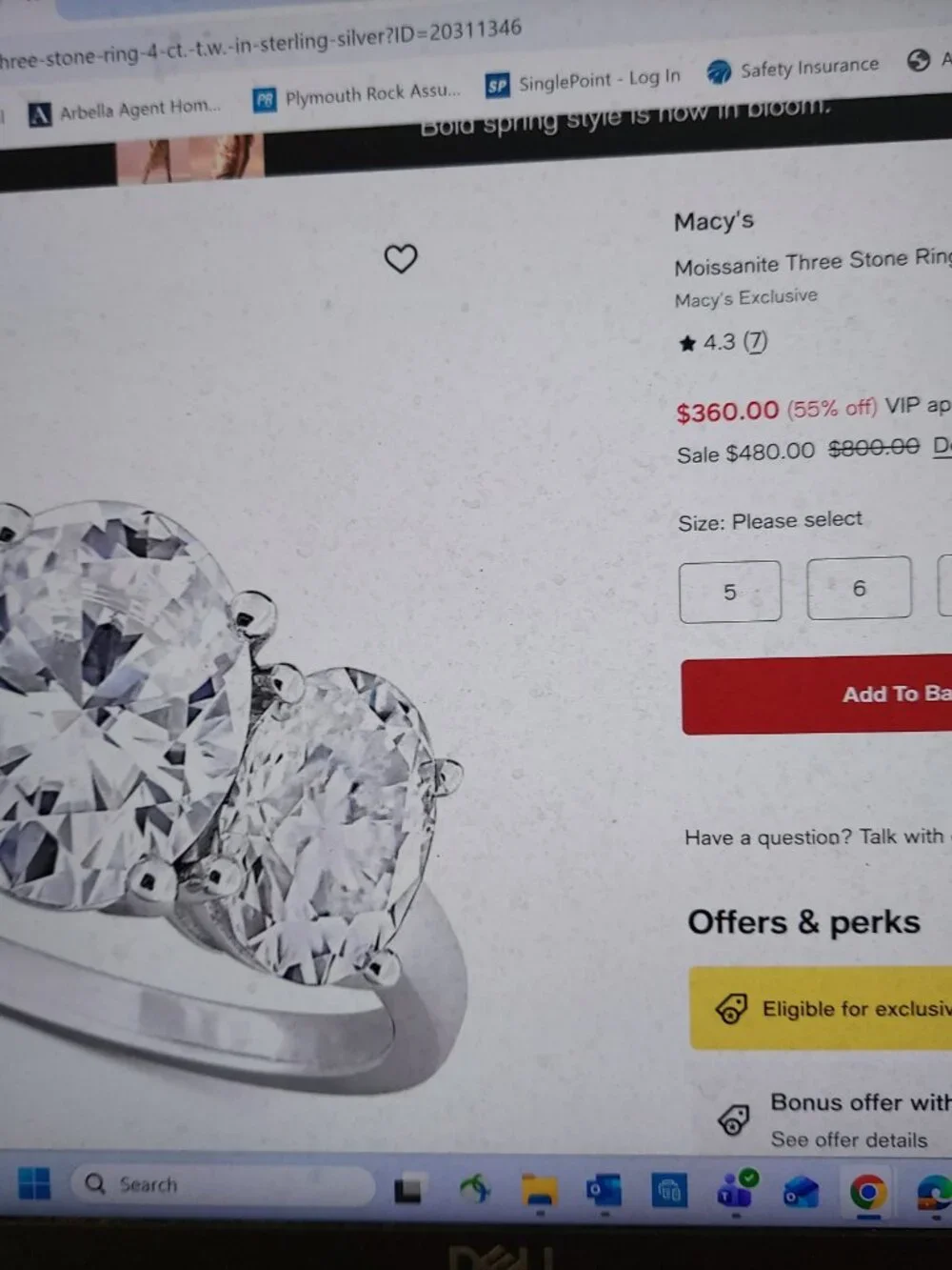 Macy's Moissanite Three Stone Ring (4 ct. t.w.)
